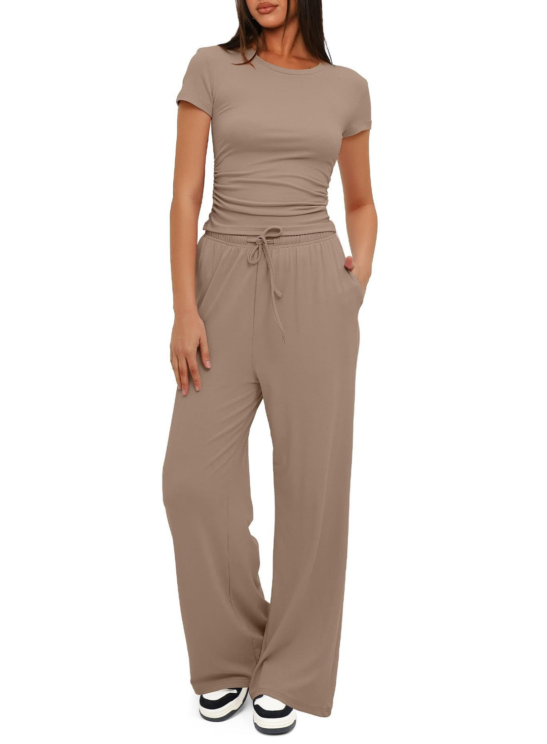 Damen Lässiges Lounge-Set mit weitem Oberteil und bequemen Hosen Drune