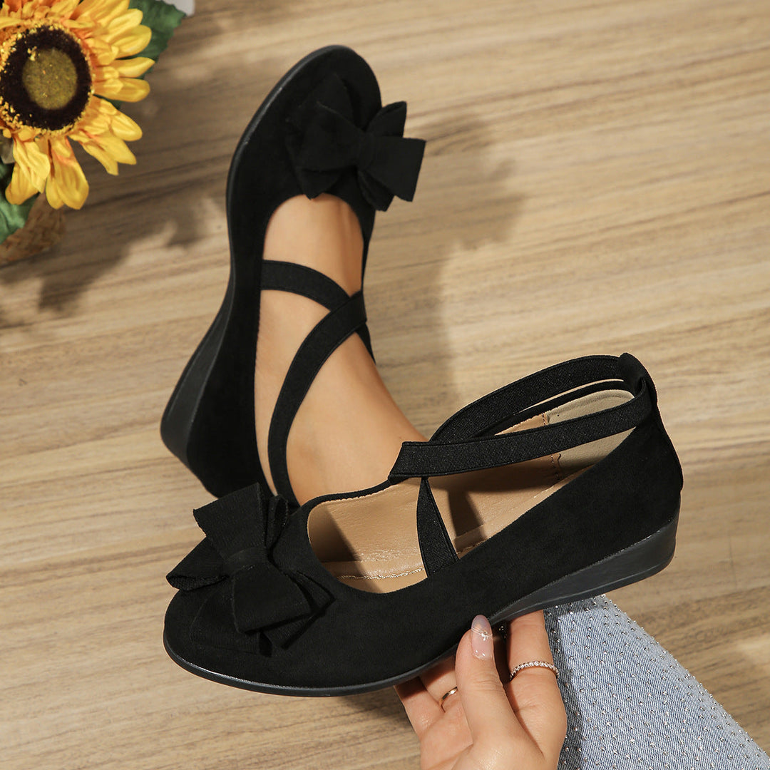 Damen Ballerinas mit modischem Schleifenakzent und elastischem Riemen Drune
