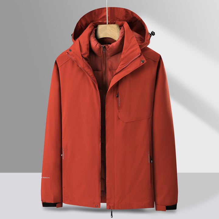 Herren dreiteiliger Übergangsparka mit abnehmbarer gesteppter Innenjacke und wetterfester Softshell-Außenlage Drune
