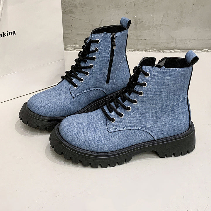 Damen nan robuste Schnür-Boots mit tiefem Profil, gepolstertem Komfortfußbett und seitlichem Reißverschluss Drune
