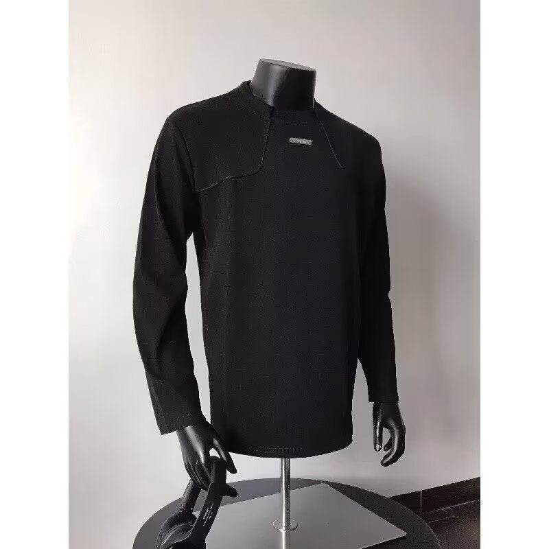 Herren Langärmeliges Urbanes Sweatshirt mit strukturierter Schulterpasse und Stehkragen Drune