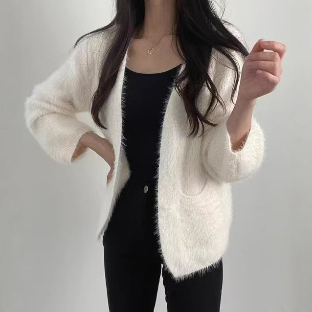 Damen luftige Strickjacke mit innovativen Taschen Drune