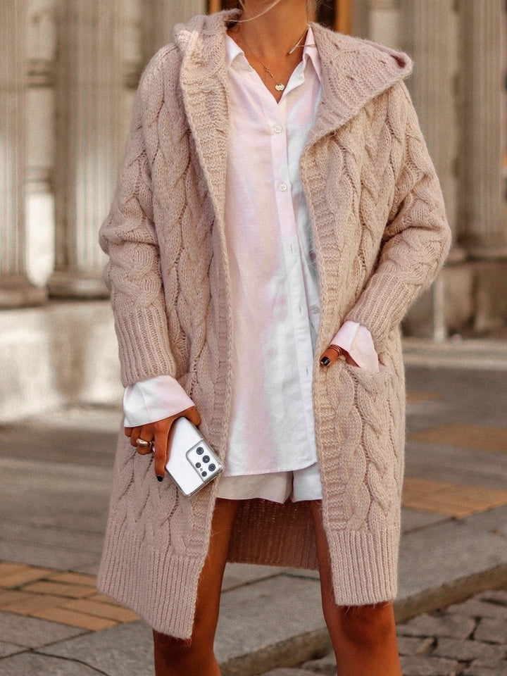 Damen Grobstrick-Cardigan mit tiefem V-Ausschnitt und praktischen Taschen Drune