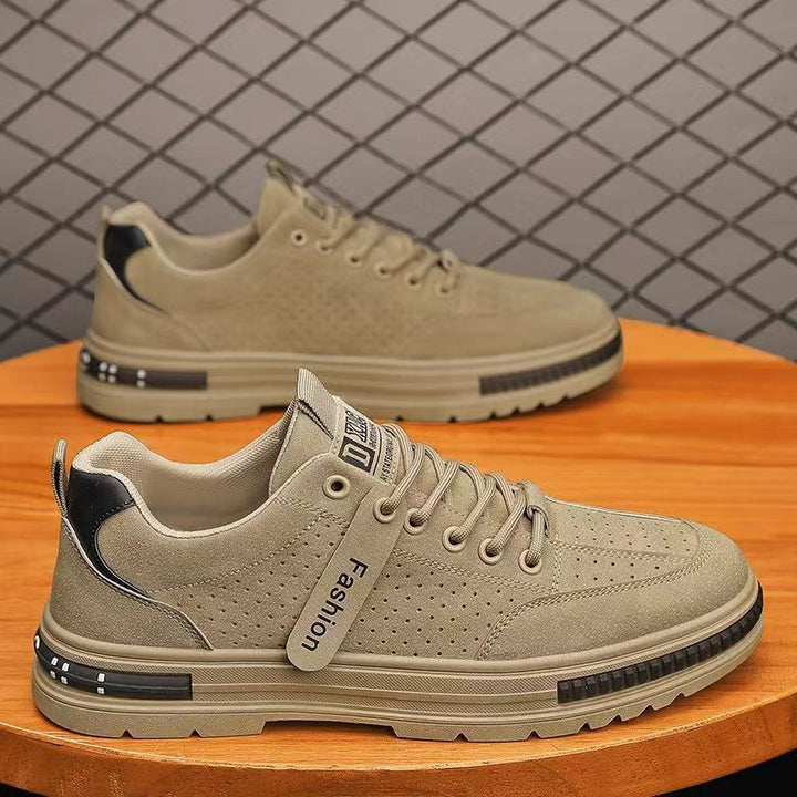 Herren Lässige Veloursleder-Sneaker mit perforiertem Obermaterial und robuster Profilsohle Drune
