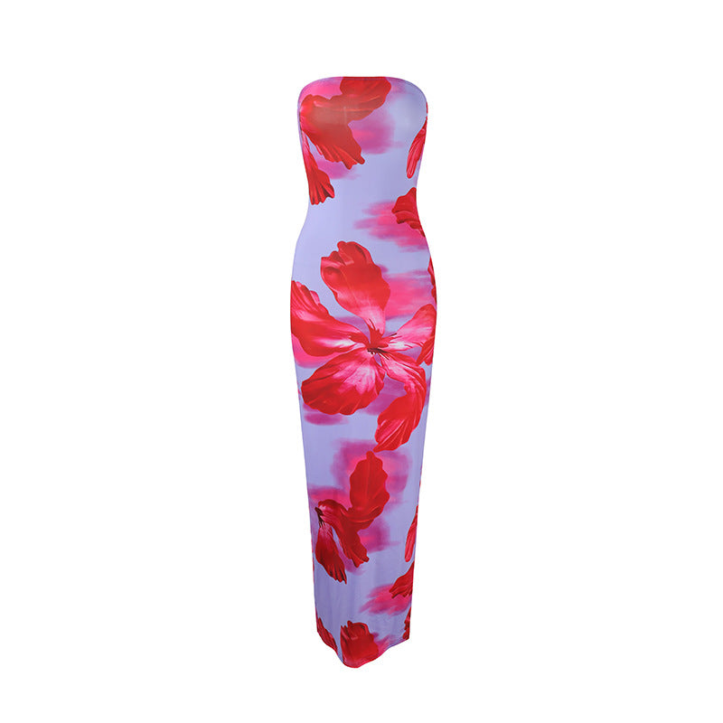 Damen strandtaugliches Maxikleid mit elegantem Blumenprint Drune