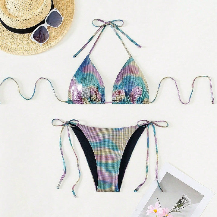 Damen Funktionsfähiger Triangel-Bikini mit stylischem Farbverlauf Drune