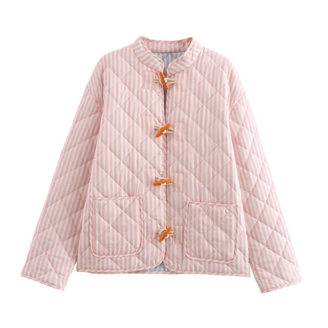 Damen gesteppte Jacke mit praktischen Taschen und Knopfdetails Drune