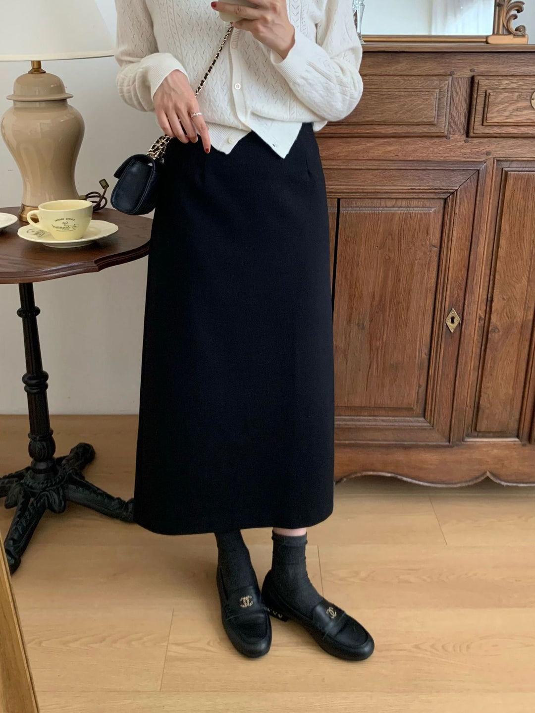 Damen Eleganter Maxi-Rock mit hohem Bund und zeitlosem Schnitt Drune