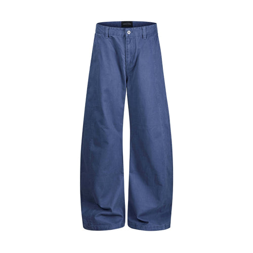 Damen weite knöchellange Hose mit hoher Taille aus Baumwoll-Denim Drune