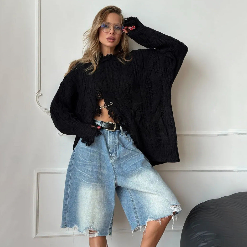 Damen Oversized Strickpullover Drune
