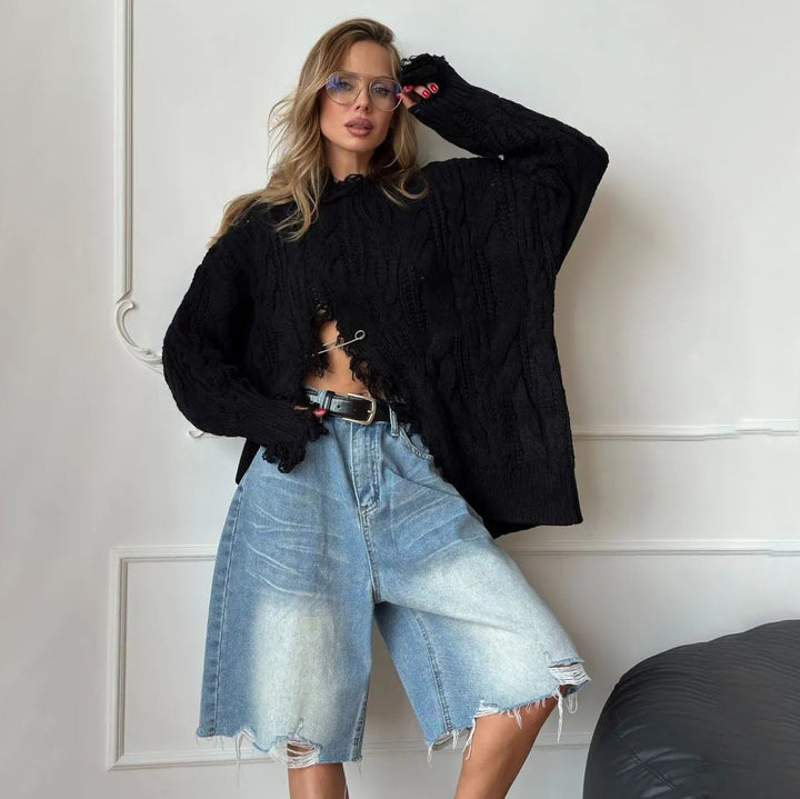 Damen Oversized Strickpullover Drune