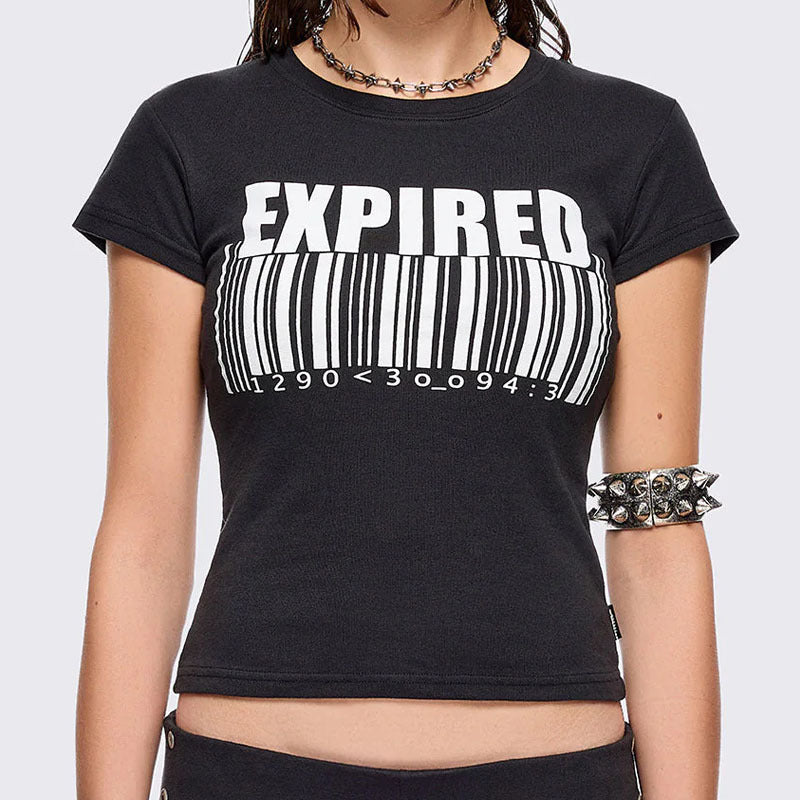 Damen Grafik-T-Shirt mit trendigem Barcode-Print Drune