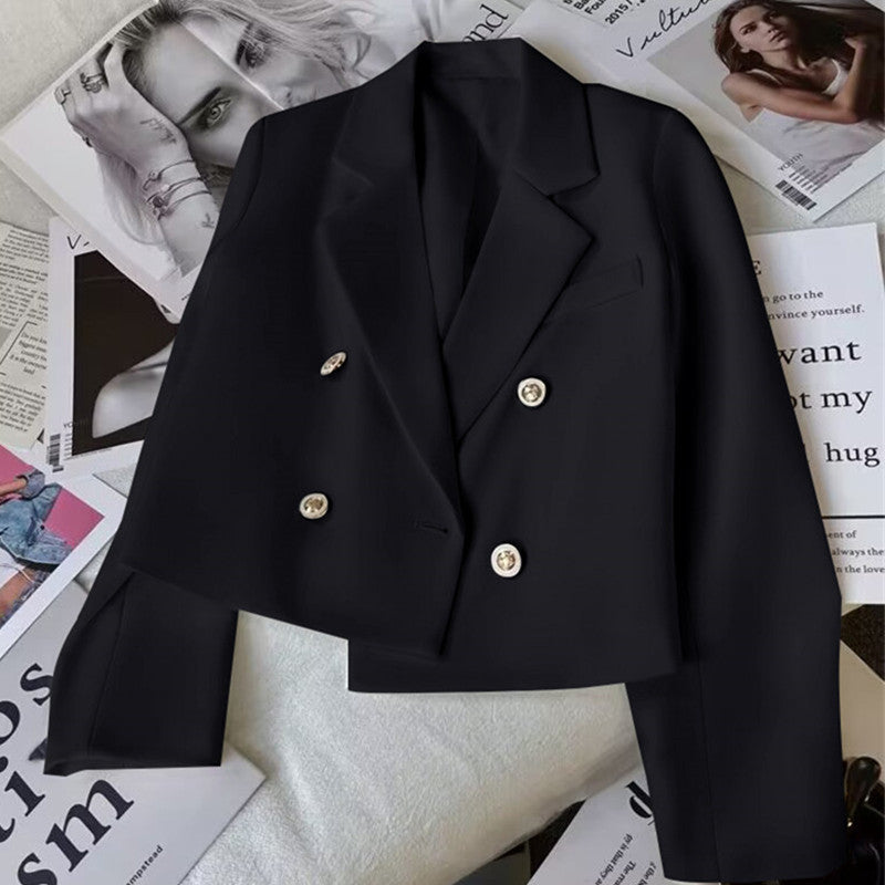 Damen Modischer Kurzblazer mit doppelt geknöpften Details Drune
