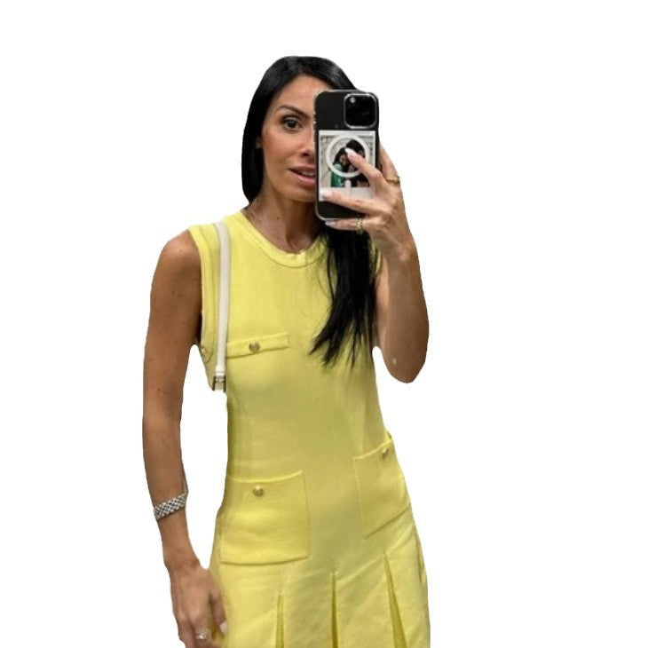 Damen Kurzärmeliges Knopfkleid mit aufgesetzten Taschen Drune