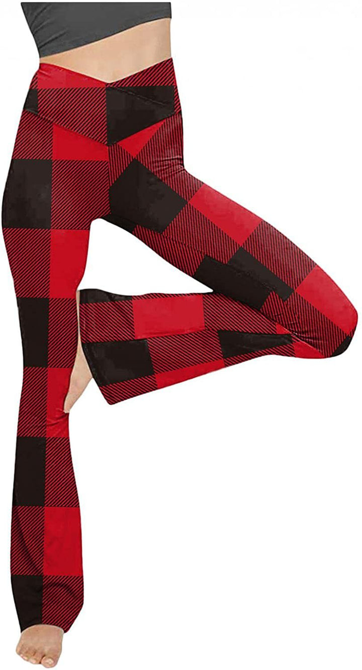 Damen nan taillenhohe Yogahose mit überkreuztem Bund und ausgestelltem Saum mit Schlitz Drune