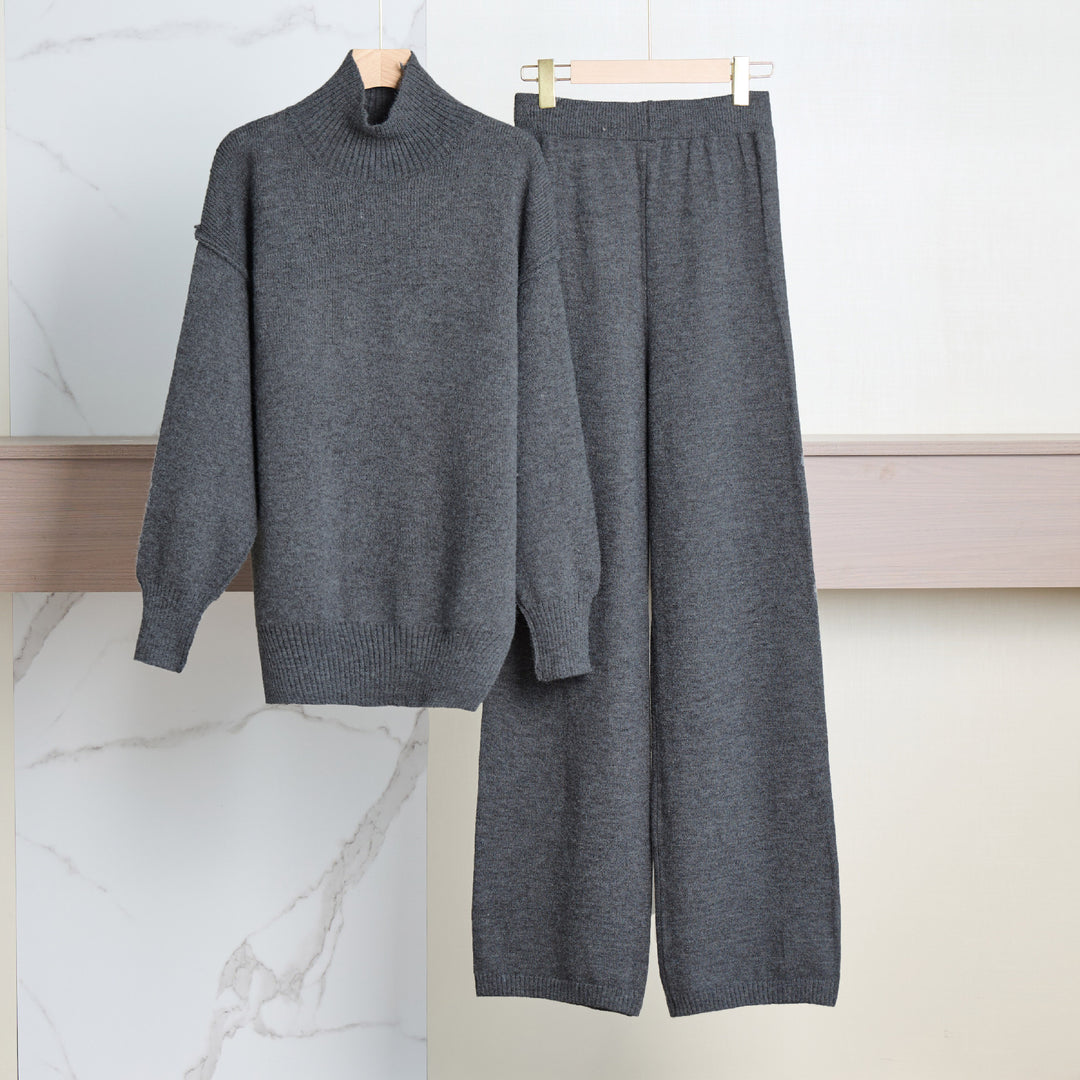 Damen Strick-Set mit hohem Kragen und weitem Schnitt Drune