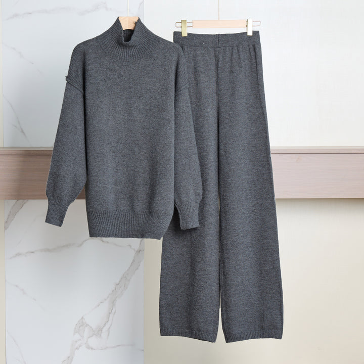 Damen Strick-Set mit hohem Kragen und weitem Schnitt Drune