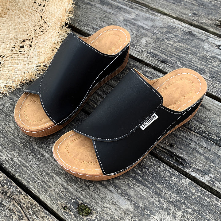 Damen  Slip-On Keil-Mules mit ergonomischem Memory-Fußbett und leicht profilierter Laufsohle Drune