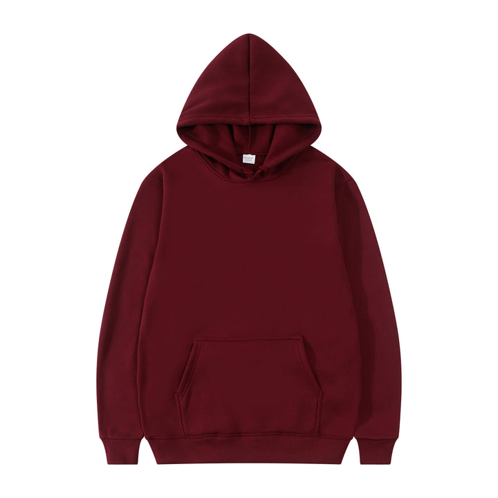 Unisex schlichter Kapuzenpullover mit Kängurutasche, gerippten Bündchen und relaxed Fit Drune