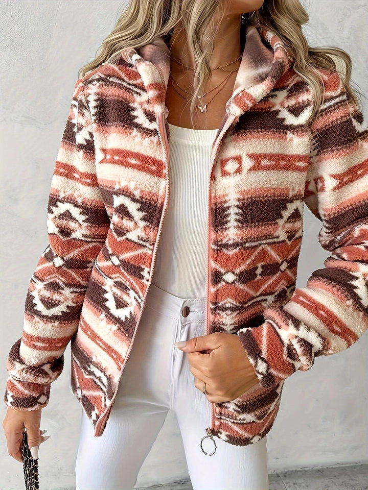 Damen Fleecejacke mit geometrischem Muster und hochwertiger Verarbeitung Drune