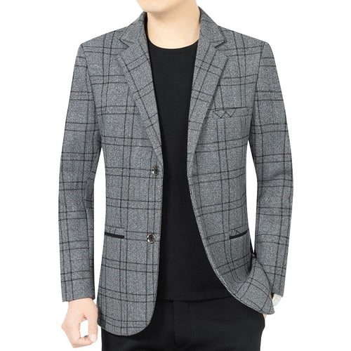 Herren Elegantes Karomuster-Sakko mit leichtem Stretch und Notch-Revers Drune