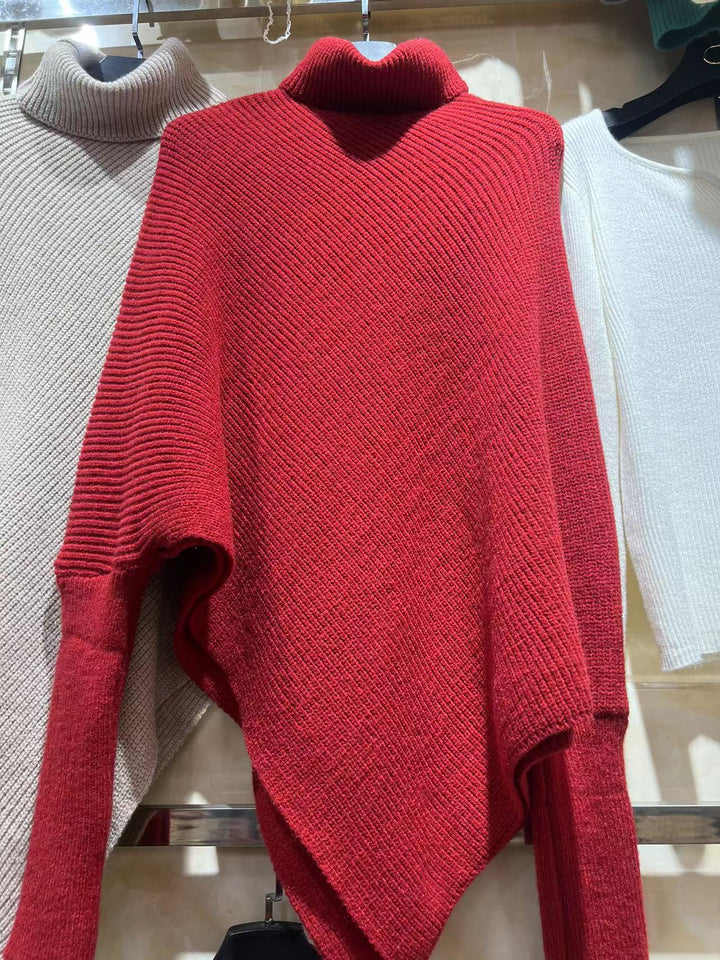 Damen Oversized Strickpullover mit asymmetrischem Schnitt und feiner Rippstruktur Drune