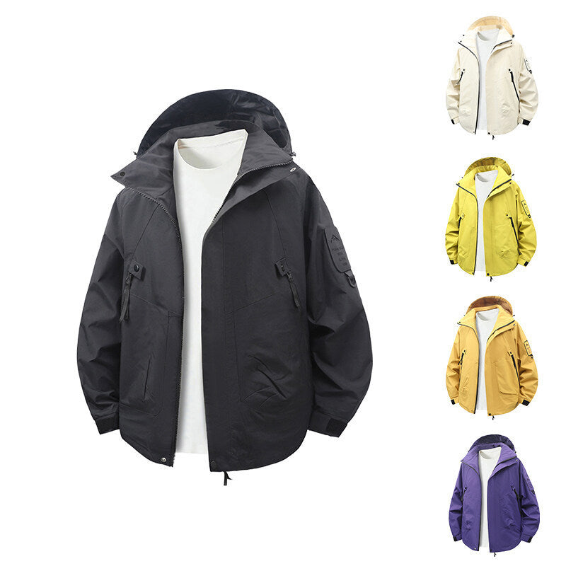 Herren funktionale und wasserabweisende Outdoor-Jacke mit verstellbarem Kapuzenkragen Drune
