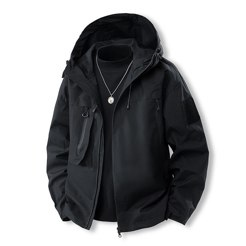 Herren wasserfeste Multifunktionsjacke mit Kapuze und praktischen Taschen Drune