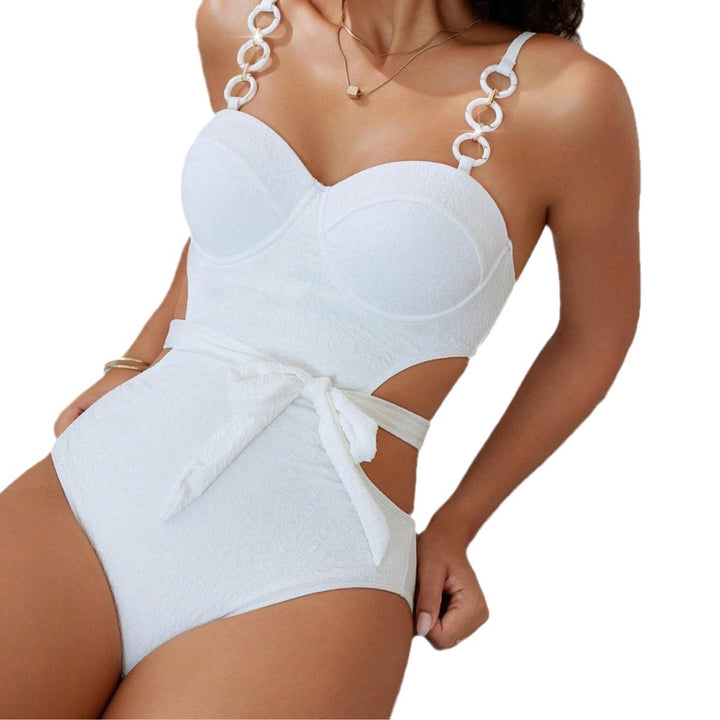 Damen Einteiliger Badeanzug mit raffinierten Schulterdetails und eleganter Schleifenbindung Drune