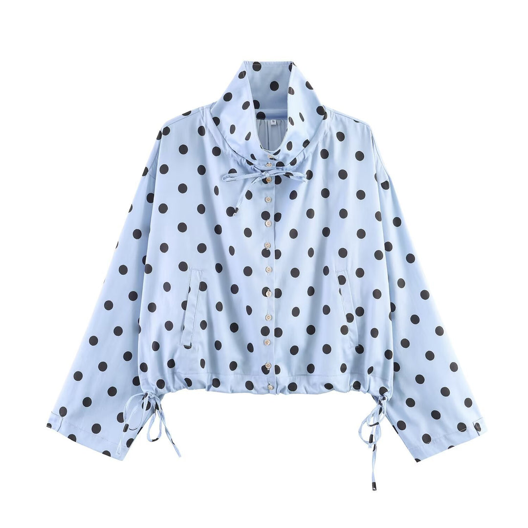 Damen Leichte Windjacke mit Stehkragen, Bindeschleife und Kordelzug Drune