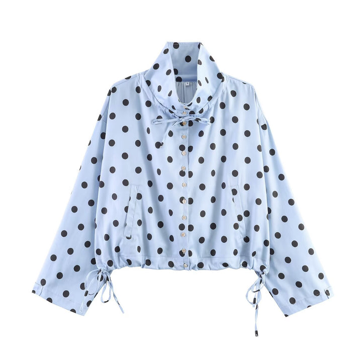 Damen Leichte Windjacke mit Stehkragen, Bindeschleife und Kordelzug Drune
