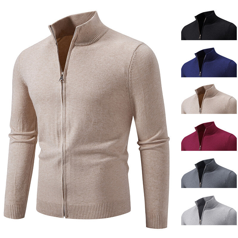Herren Strickjacke mit modernem Stehkragen und funktionalem Reißverschluss Drune
