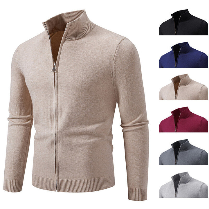 Herren Strickjacke mit modernem Stehkragen und funktionalem Reißverschluss Drune