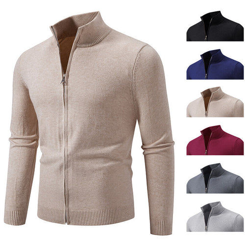 Herren Strickjacke mit modernem Stehkragen und funktionalem Reißverschluss Drune