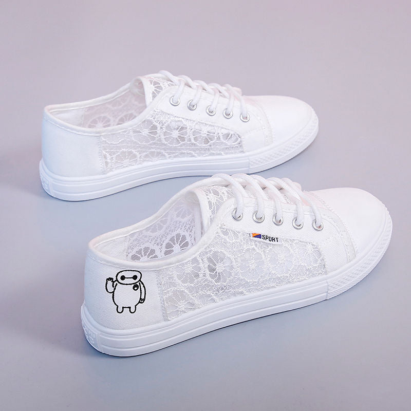 Damen Sneakers mit floralen Spitzen-Einsätzen Drune