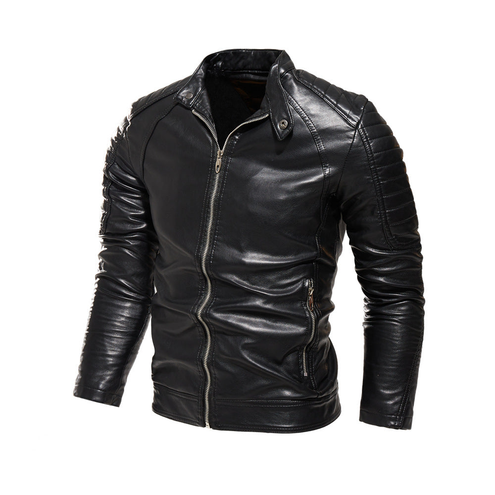 Herren Kunstlederjacke mit strukturierten Einsätzen Drune