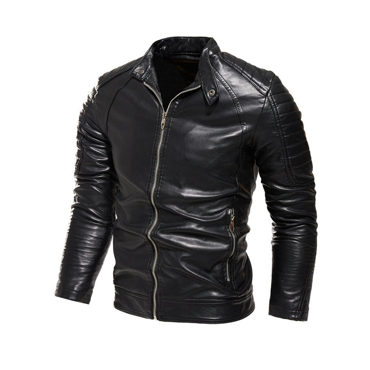 Herren Elegante Kunstlederjacke mit Steppdetails Drune