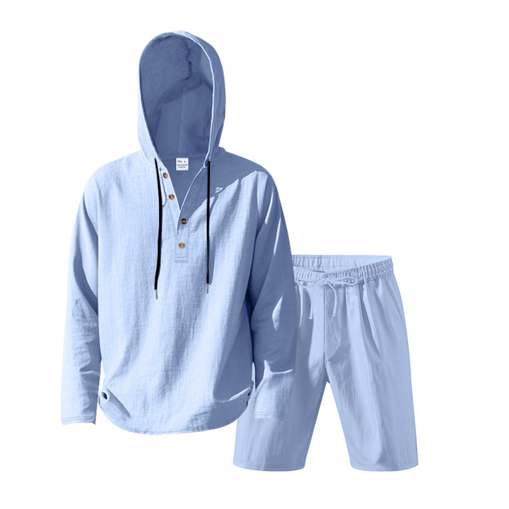 Herren lässiges Set mit Kapuze und Shorts Drune