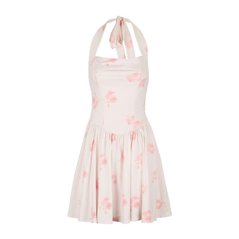 Damen Sommerliches Neckholderkleid mit floralem Design und taillierter Silhouette Drune