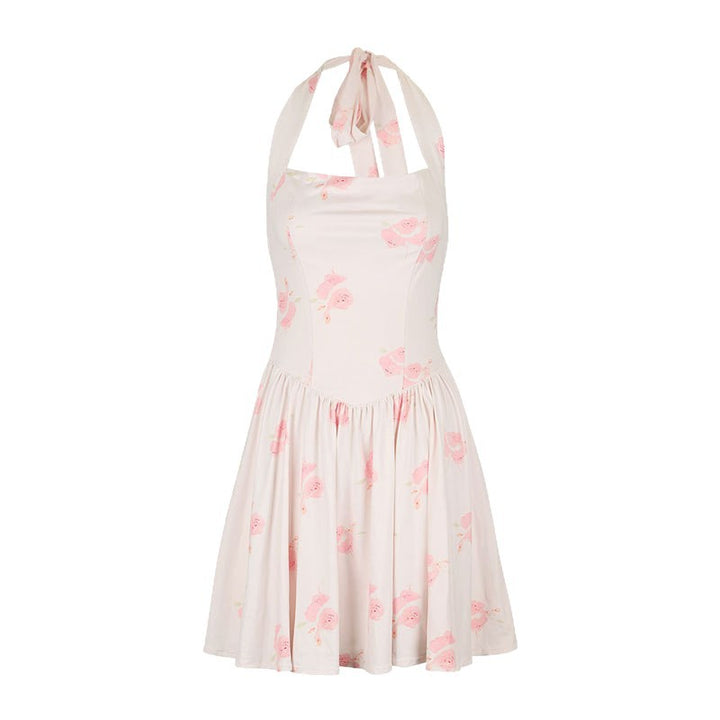 Damen Sommerliches Neckholderkleid mit floralem Design und taillierter Silhouette Drune