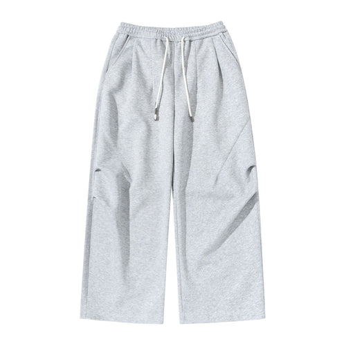 Damen Weite Cropped-Jogginghose aus French-Terry mit hohem Elastikbund, Kordelzug und Eingrifftaschen Drune