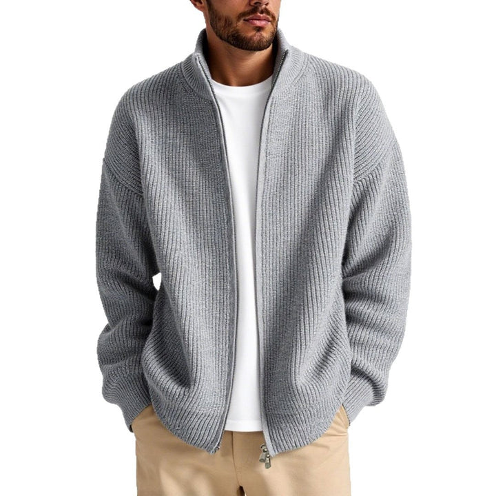 Herren Strickjacke mit hohem Kragen und praktischem Reißverschluss Drune