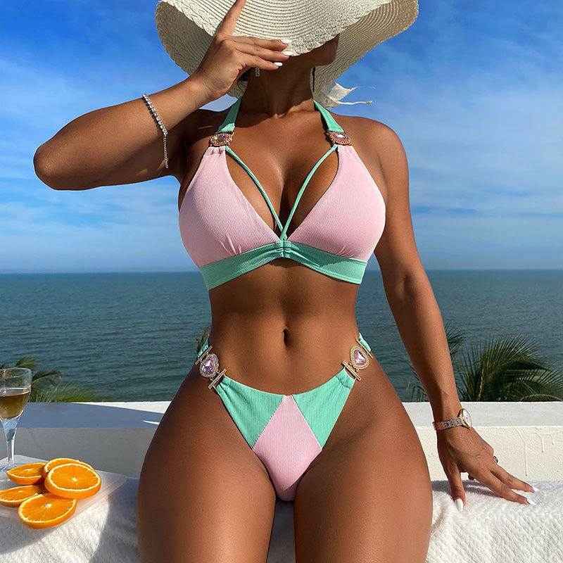 Damen Triangel-Bikini mit eleganten Schmuckdetails Drune