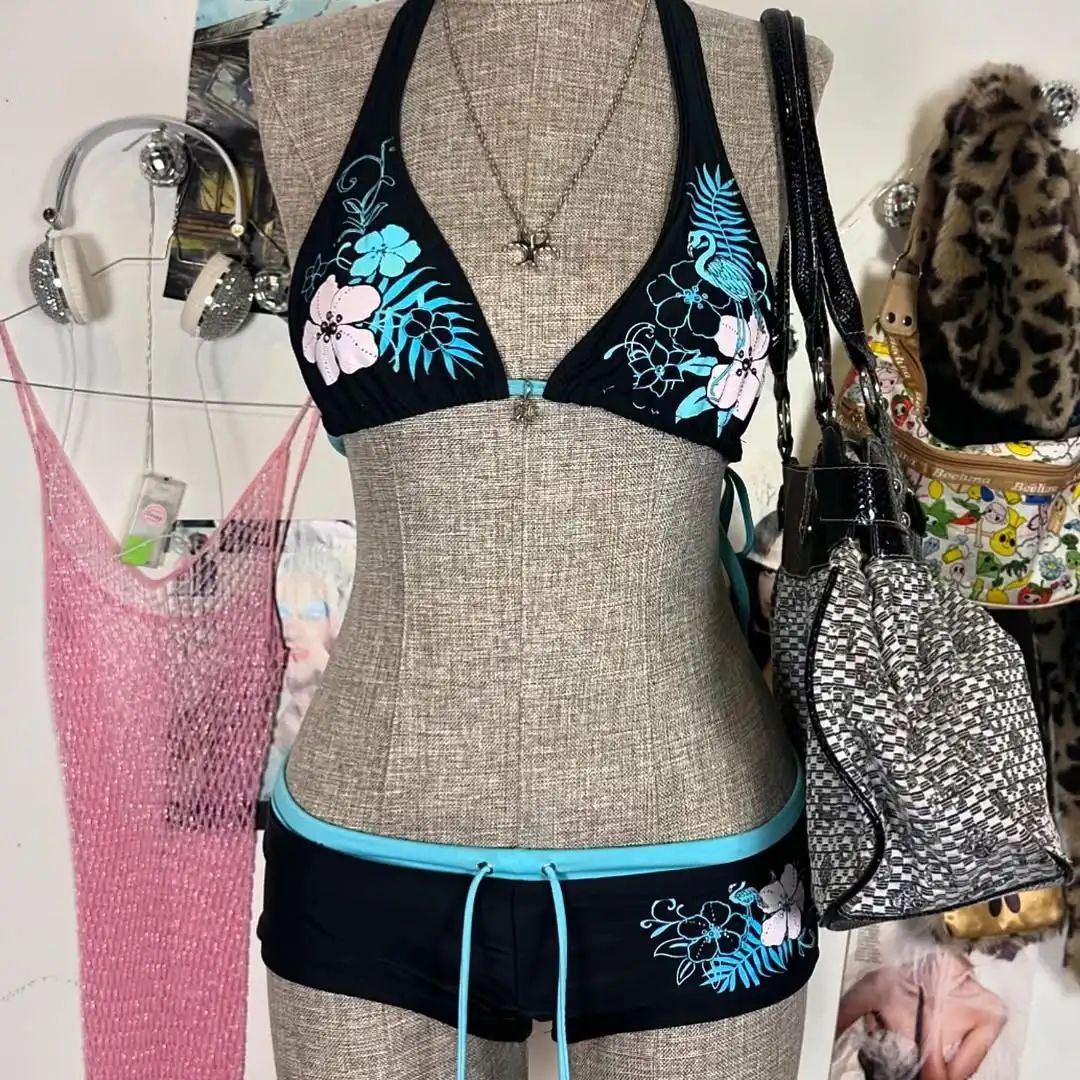 Damen-Bikini-Set mit floralem Design und verstellbaren Trägern Drune