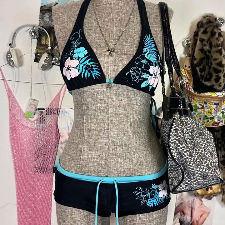 Damen-Bikini-Set mit floralem Design und verstellbaren Trägern Drune