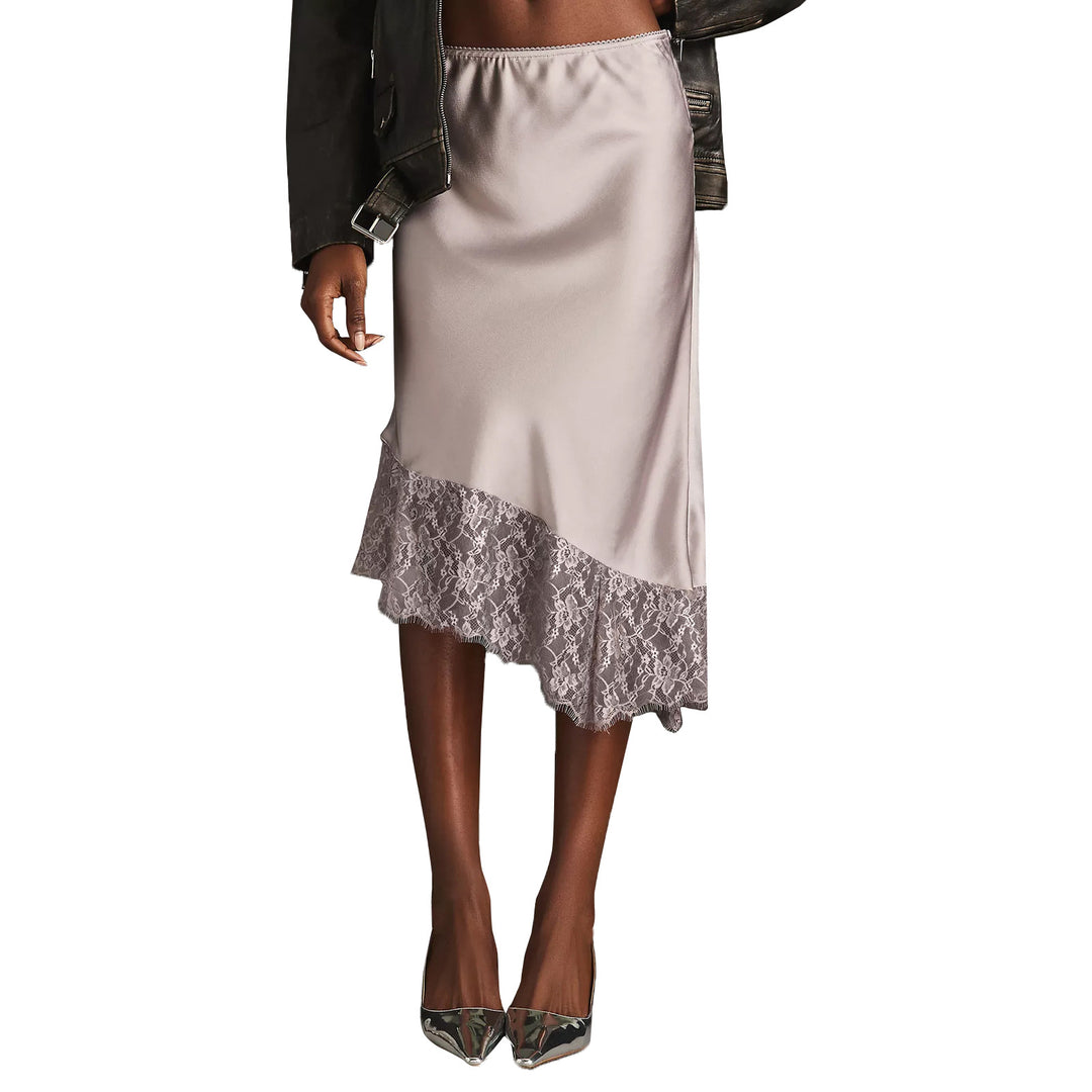 Damen Satinrock mit Spitze und asymmetrischem Saum Drune