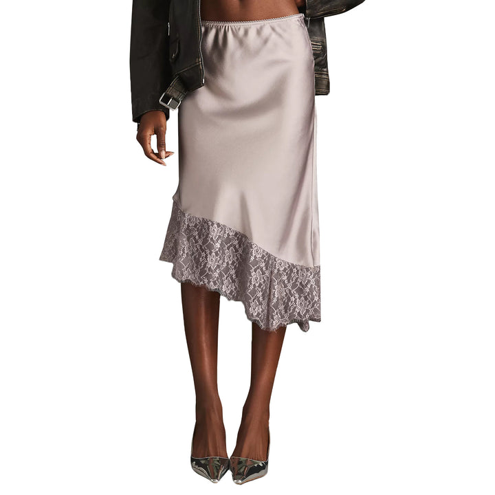 Damen Satinrock mit Spitze und asymmetrischem Saum Drune