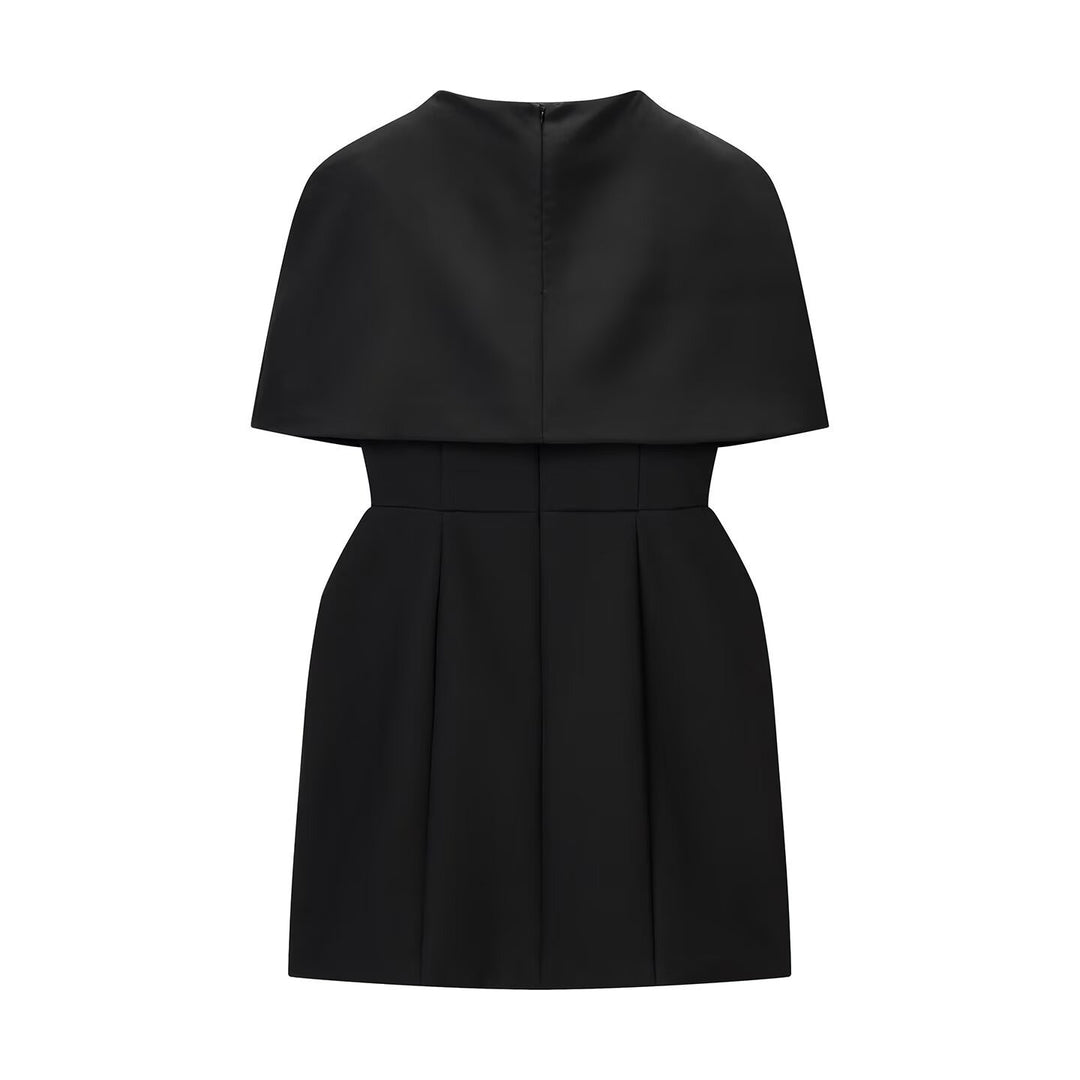 Damen elegantes Hochzeitskleid mit Cape-Ärmeln und tailliertem Schnitt Drune