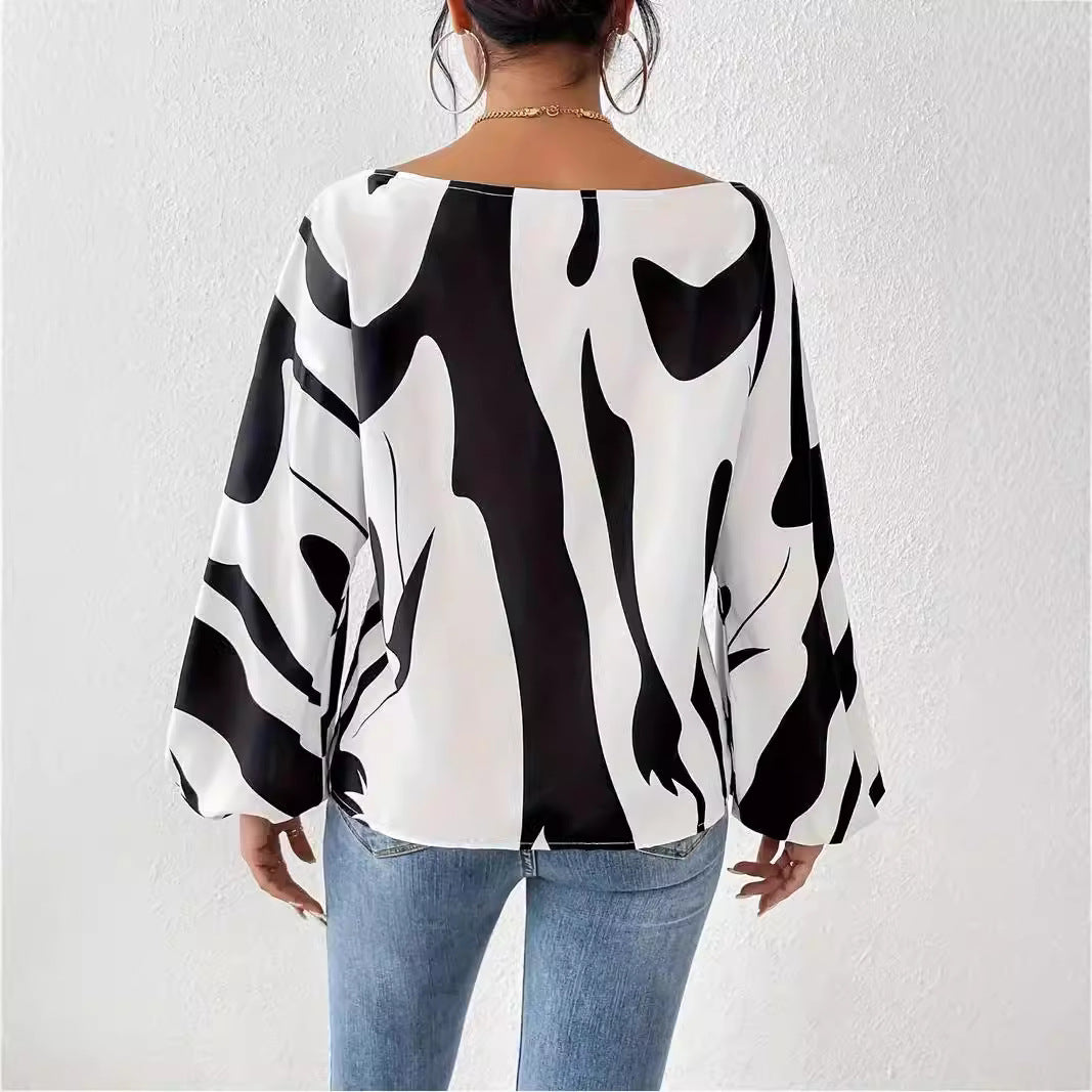 Damen Oversized Bluse mit asymmetrischem Schnitt und gestreiftem Design Drune