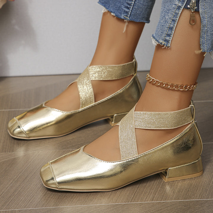 Damen edle Ballerina-Schuhe mit glitzernden Riemen und komfortablem Fußbett Drune